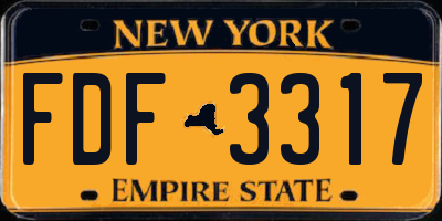 NY license plate FDF3317