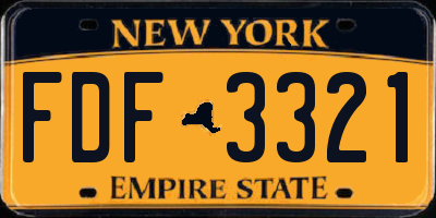 NY license plate FDF3321