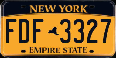 NY license plate FDF3327