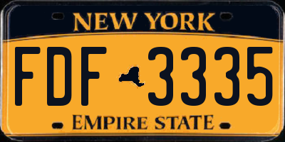 NY license plate FDF3335