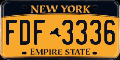 NY license plate FDF3336