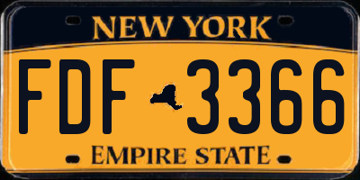 NY license plate FDF3366