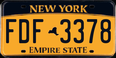 NY license plate FDF3378