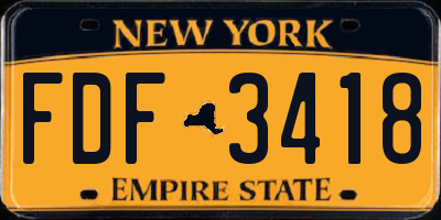 NY license plate FDF3418