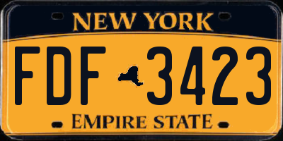 NY license plate FDF3423