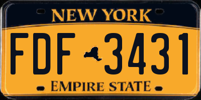 NY license plate FDF3431