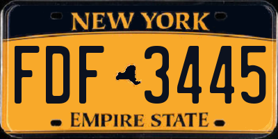 NY license plate FDF3445