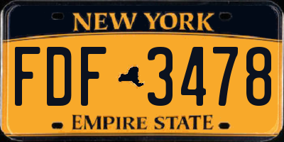 NY license plate FDF3478