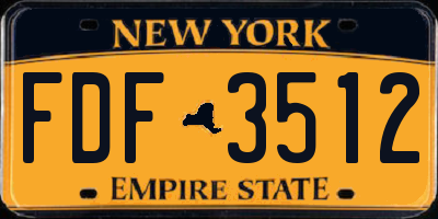 NY license plate FDF3512