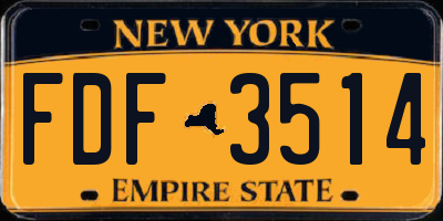 NY license plate FDF3514