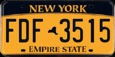 NY license plate FDF3515