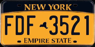 NY license plate FDF3521