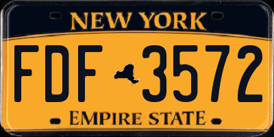 NY license plate FDF3572