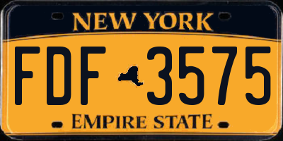 NY license plate FDF3575