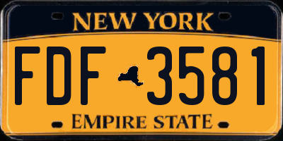 NY license plate FDF3581