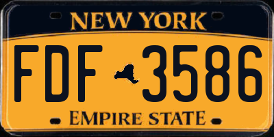 NY license plate FDF3586