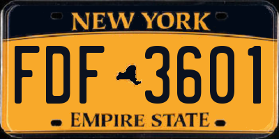 NY license plate FDF3601