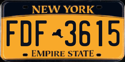 NY license plate FDF3615