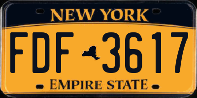 NY license plate FDF3617