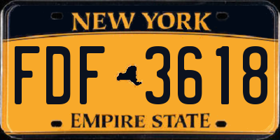 NY license plate FDF3618