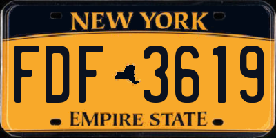 NY license plate FDF3619