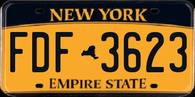 NY license plate FDF3623