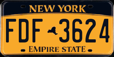 NY license plate FDF3624