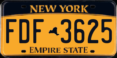NY license plate FDF3625