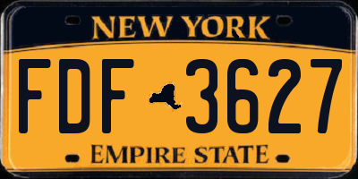 NY license plate FDF3627