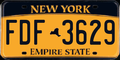 NY license plate FDF3629