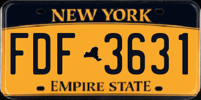 NY license plate FDF3631