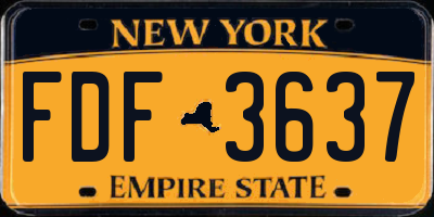 NY license plate FDF3637