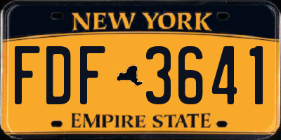 NY license plate FDF3641