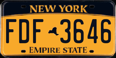 NY license plate FDF3646
