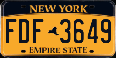 NY license plate FDF3649
