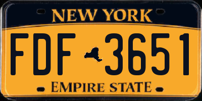 NY license plate FDF3651