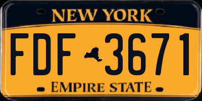 NY license plate FDF3671