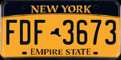 NY license plate FDF3673