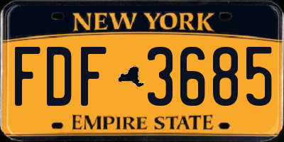 NY license plate FDF3685