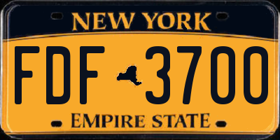 NY license plate FDF3700