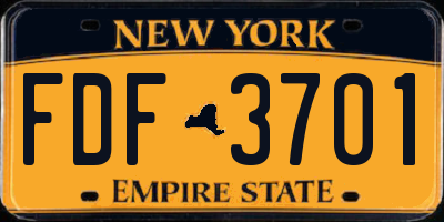 NY license plate FDF3701