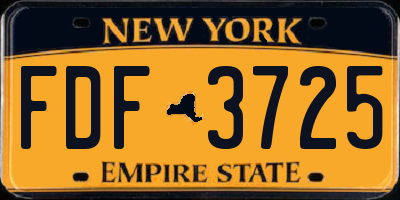 NY license plate FDF3725