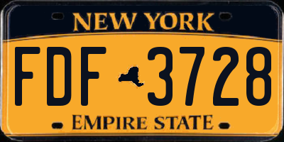 NY license plate FDF3728