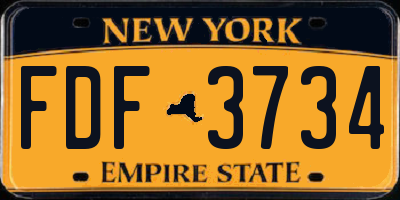 NY license plate FDF3734