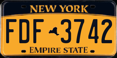 NY license plate FDF3742