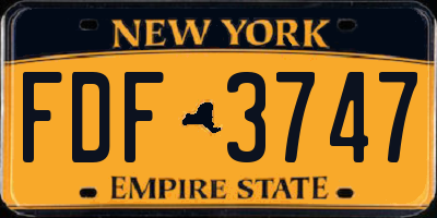 NY license plate FDF3747