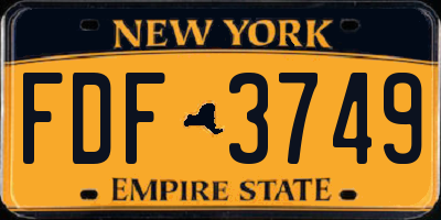 NY license plate FDF3749