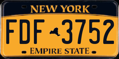 NY license plate FDF3752