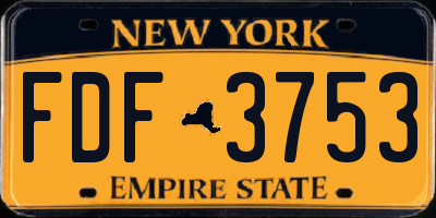NY license plate FDF3753