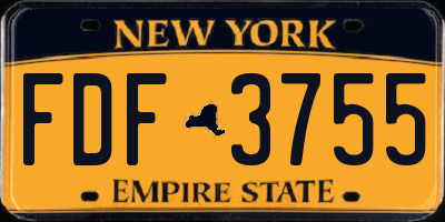NY license plate FDF3755